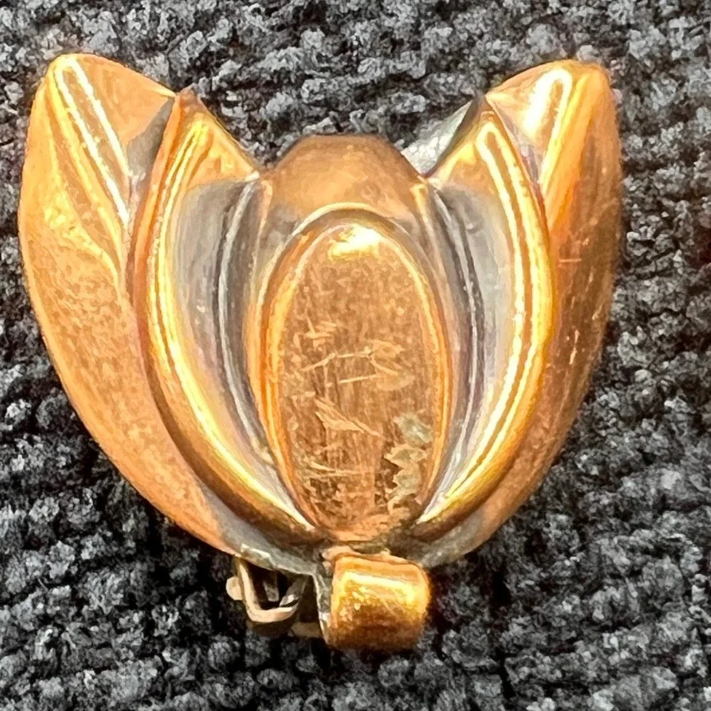 Vintage Renoir Copper Clip Earrings Leaves READ‎